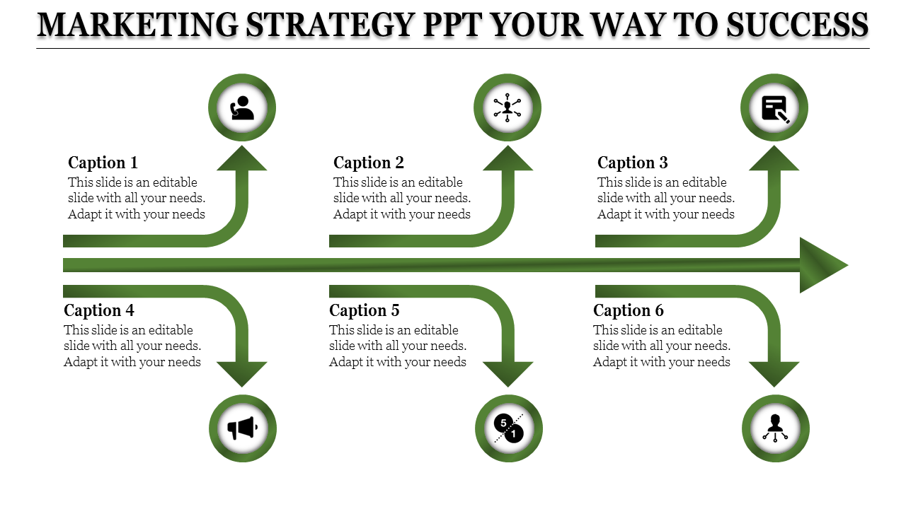 Free - marketing Strategy PowerPoint With Direction Arrows	
